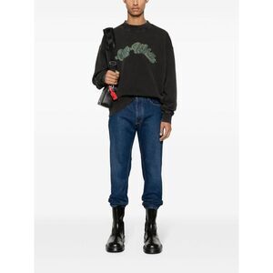 OFF-WHITE Arrows Print Cotton Denim Jeans Men BLUE Pants